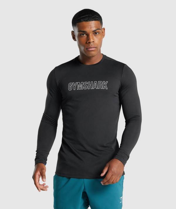 Panske Mikiny Gymshark Arrival Long Sleeve Graphic Čierne | VC8509263